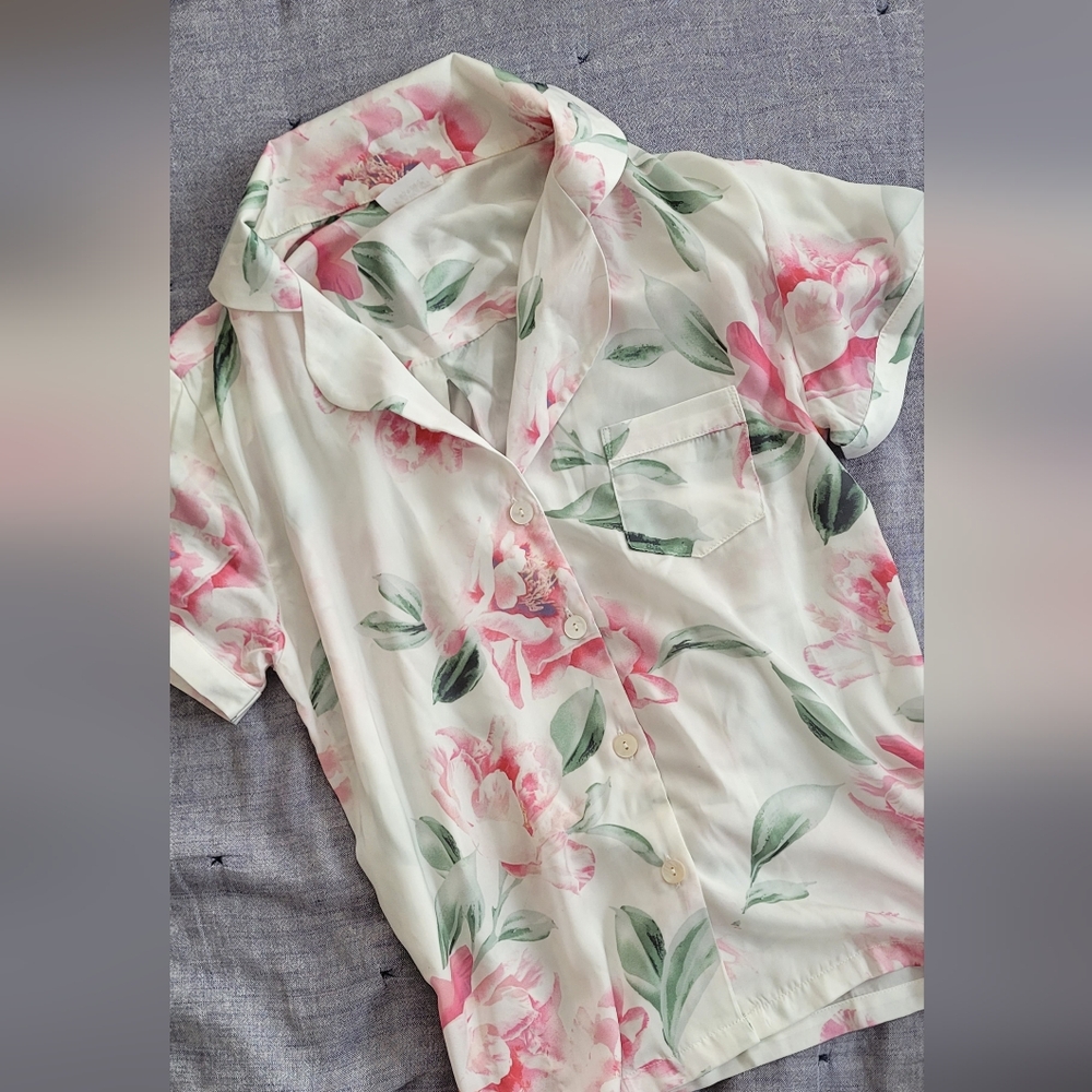 Plum Pretty Sugar Floral Button-Up PJ Shirt